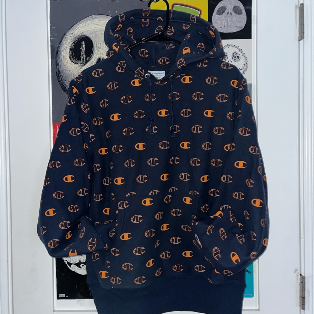 Navy blue Orange champions logo HOODIE